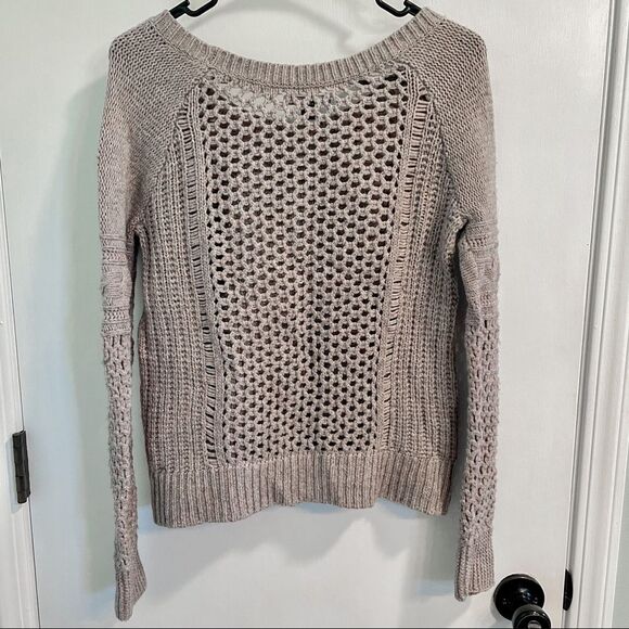 American Eagle Cable Knit Sweater | Cotton Wool Blend | Neutral Cozy Cottagecore - Picture 2 of 4